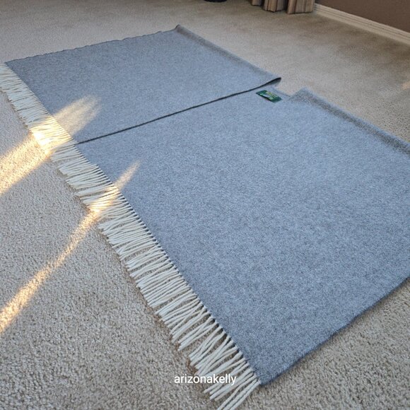 Vintage Wool Herringbone Wrap Grey John Hanly for L.L. Bean Ireland - Picture 8 of 13